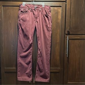 True Religion Maroon Ricky Relaxed Straight Jeans  Men's Sz 32